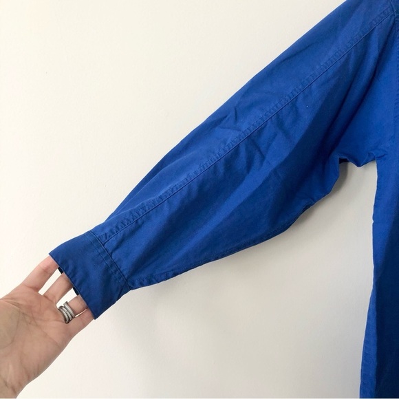 DVF Diane Von Furstenburg Bright Blue Button Down Collared Shirt Size Medium - Picture 2 of 6